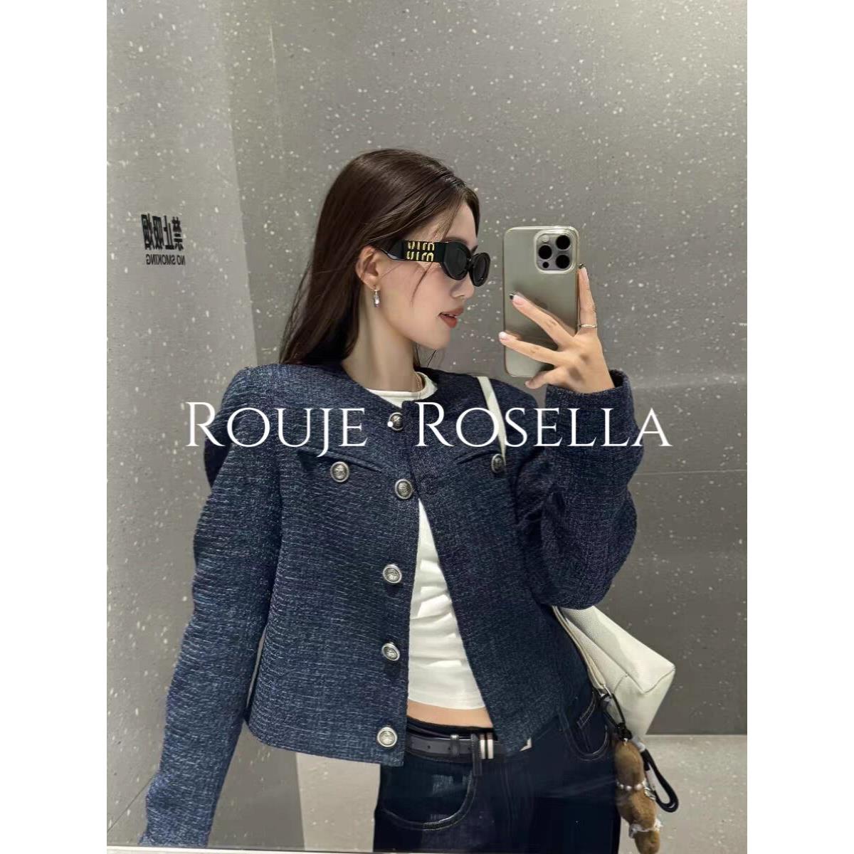 法国Rouje Rosella⭐法式高级感小香风蓝色短款外套女夹克上衣