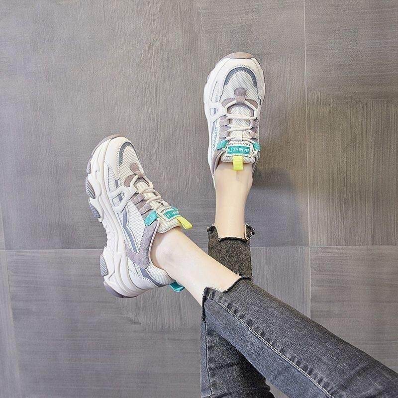 夏季鞋子女2025新款爆款老爹鞋网面女士运动鞋透气软底轻便旅游鞋