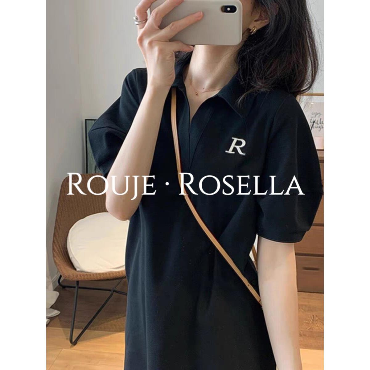 法国Rouje Rosella⭐黑色连衣裙女夏洋气宽松显瘦中长款休闲a字裙