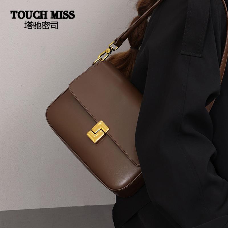 TOUCH MISS真皮小方包女单肩腋下包时尚斜挎包女高级感轻奢豆腐包