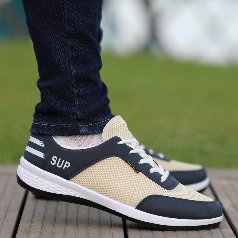 潮牌网面男鞋2025春季新款透气韩版软底板鞋潮流运动防臭男休闲鞋,流行男鞋,单鞋,淘宝优惠券,粉丝福利购,淘宝优惠卷