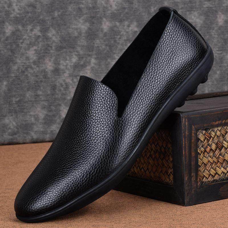 意大利手工单层皮鞋男真皮黑色头层牛皮软底套脚一脚蹬开车豆豆鞋,流行男鞋,单鞋,淘宝优惠券,粉丝福利购,淘宝优惠卷