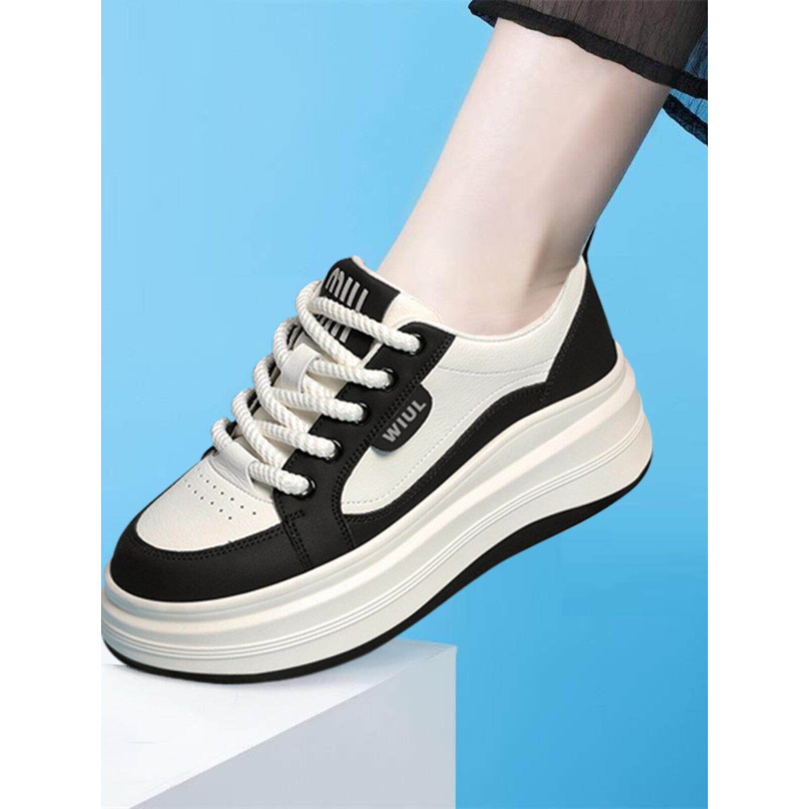 秋季亮相厚底女增高白鞋2025新款真皮女鞋增高休闲运动运动鞋