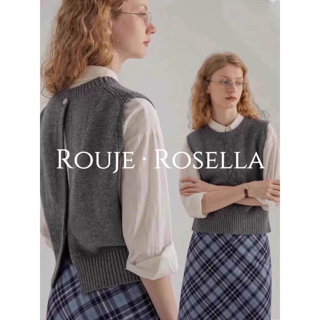 法国Rouje Rosella气质优雅?圆领针织马甲女外搭软糯叠穿背心
