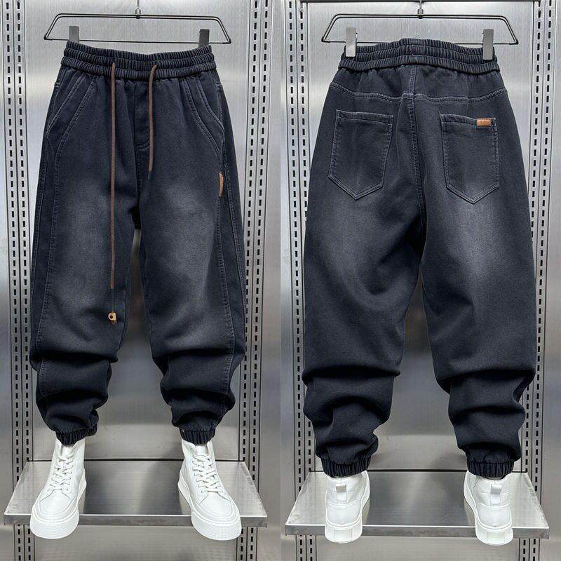 特大码300斤美式潮牌束脚牛仔裤男春秋季新款薄款痞帅加绒哈伦裤,男装,牛仔裤,淘宝优惠券,粉丝福利购,淘宝优惠卷