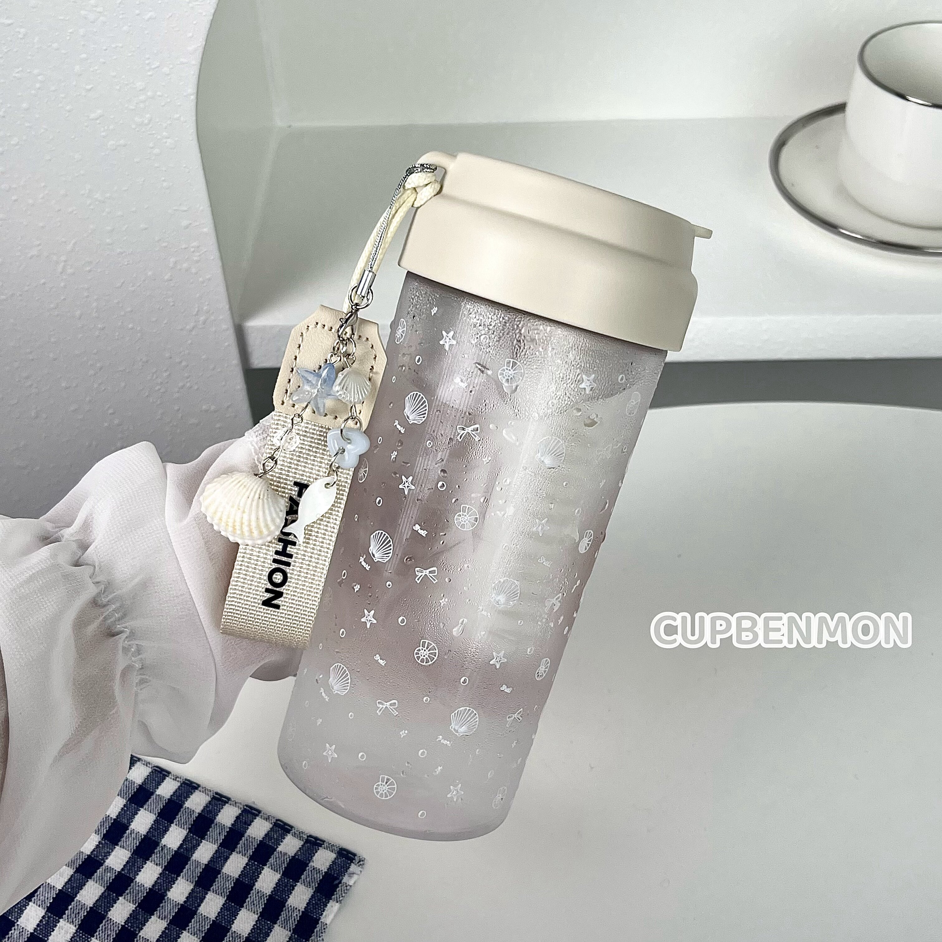 原创贝壳星星高颜女生便携吸管杯图片