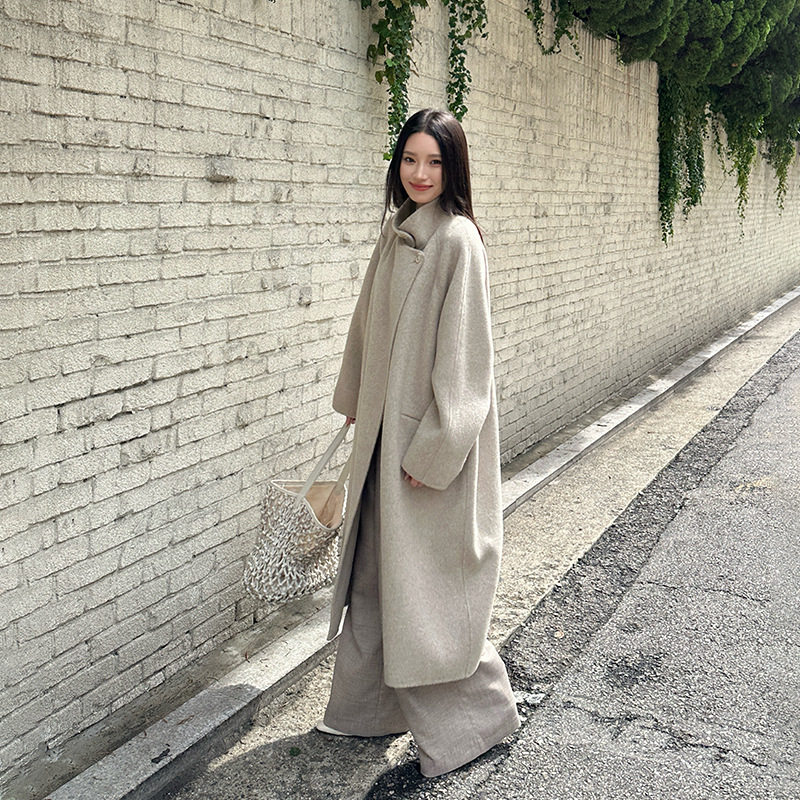 ELSISSI时尚立领双面羊绒大衣女2