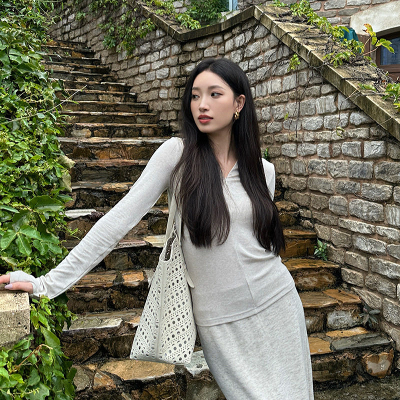 ELSISSI2025秋季半开襟拉链修身