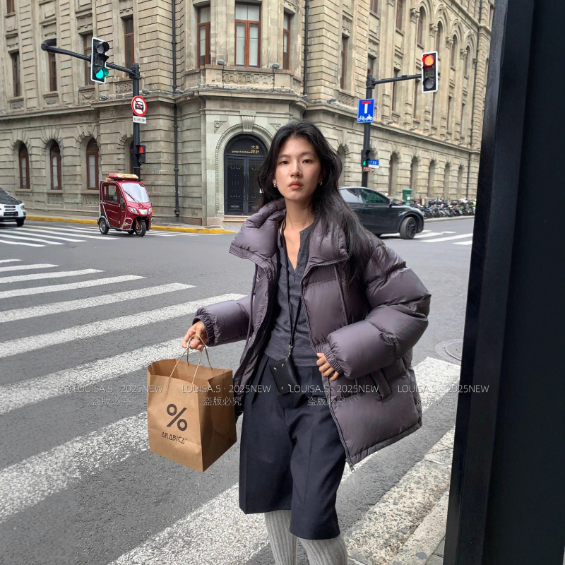LOUISA.S立领90白鸭绒中长款新款