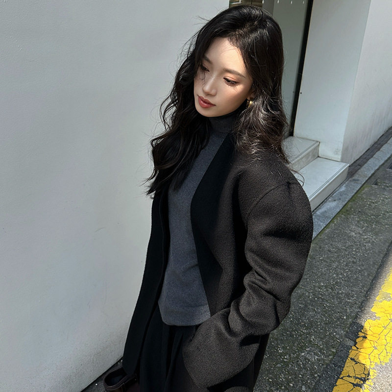 ELSISSI双面羊绒西装毛呢外套女2