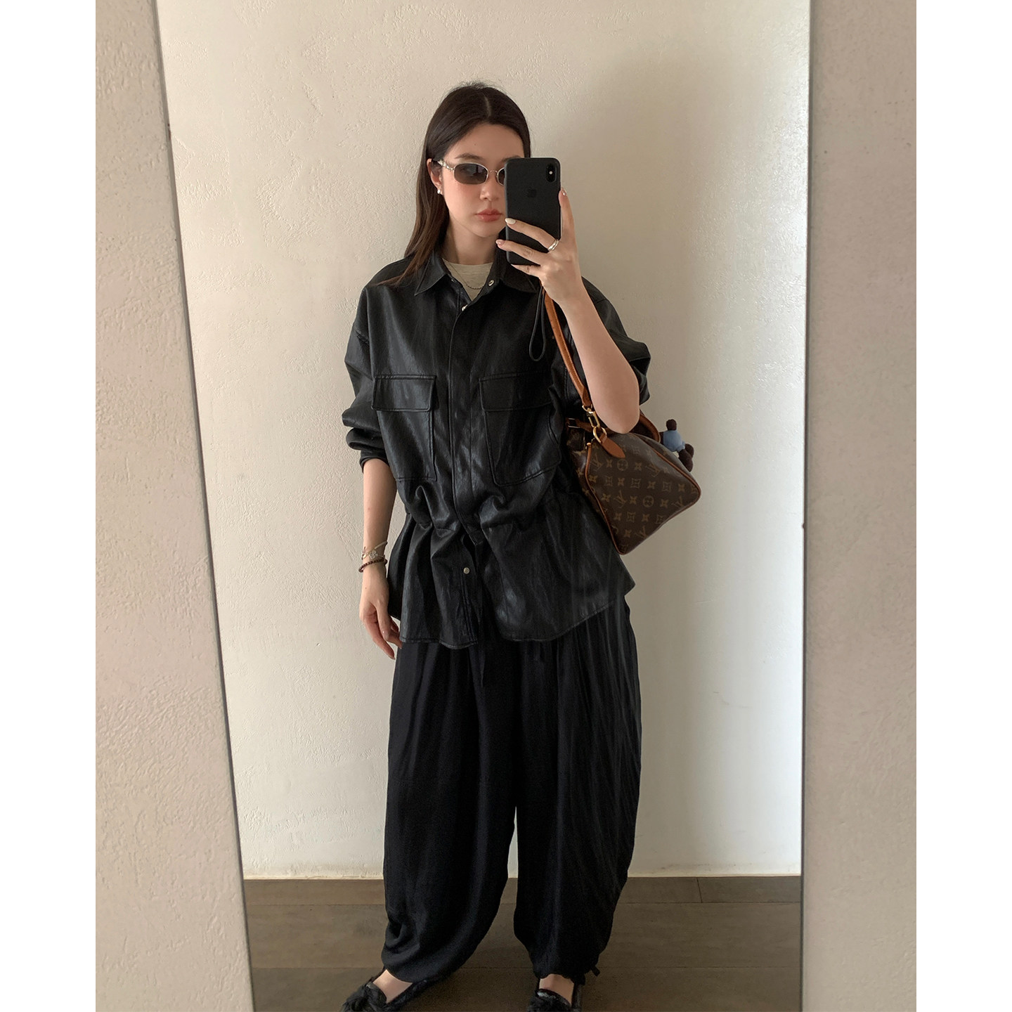 FOCUS ON CC 抽绳软皮夹克