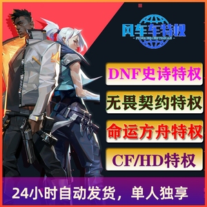 DNF史诗网吧特权/命运方舟/无畏契约/CF逆战CFHD家用特权包月