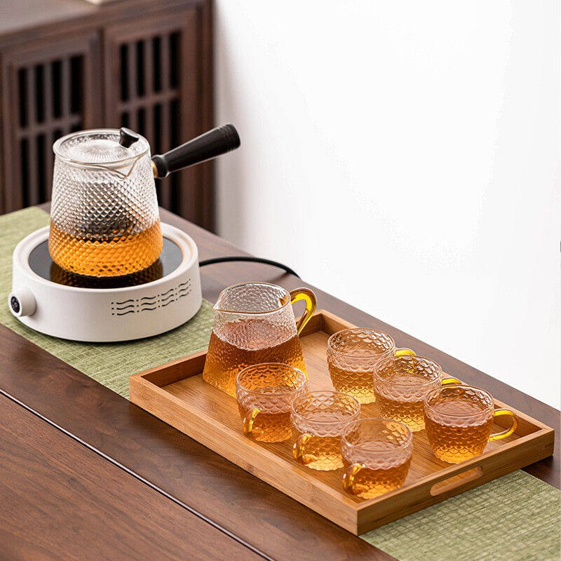 瓷牌茗侧把泡茶壶电陶炉客厅煮茶器烧水壶玻璃茶具茶盘煮茶壶烧茶