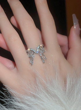 锆石几何流苏开口戒指食指戒手饰