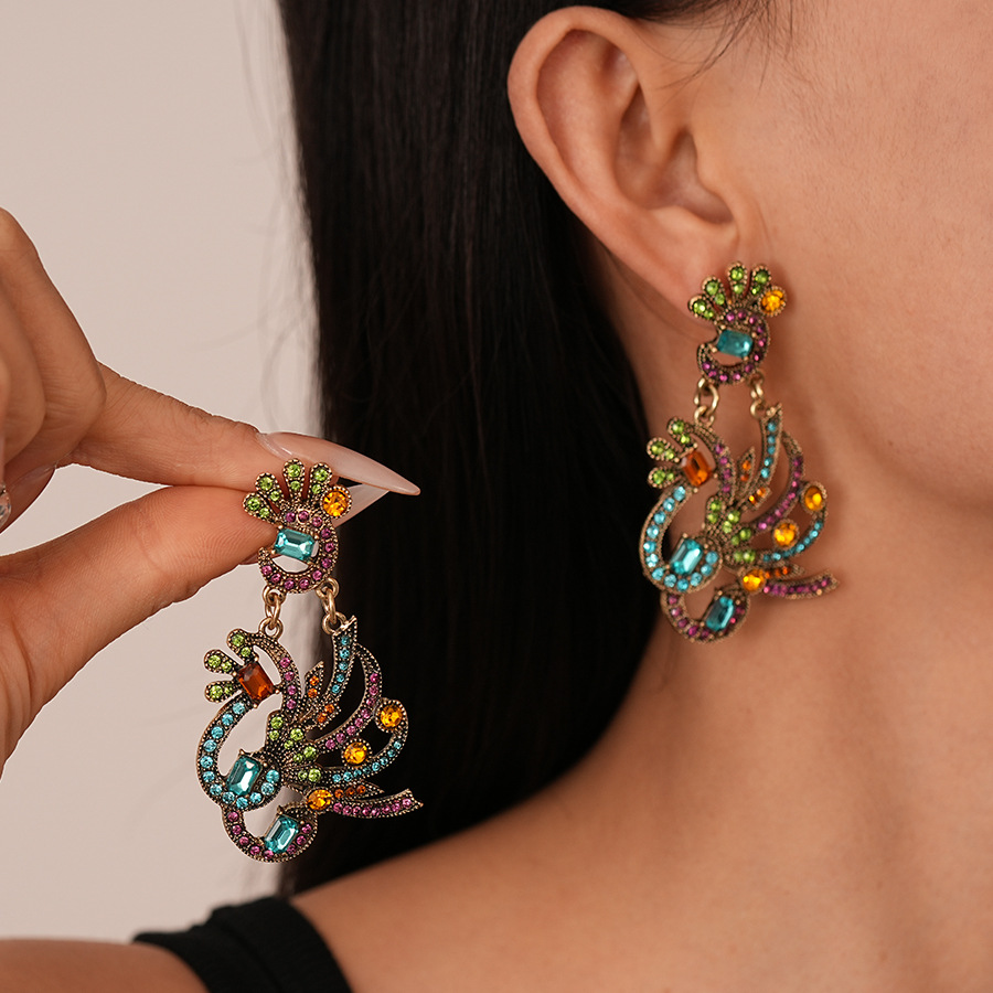 镶钻孔雀玻璃珠毛衣链双层项链女