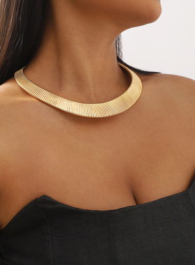 欧美夸张宽版大号圆圈项圈项链女