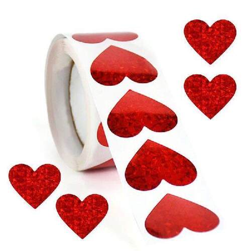 300pcs Love Heart Shape Stickers Red Heart Paper Gift