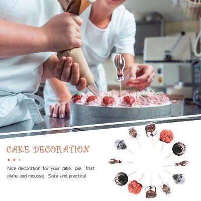 24 Pcs Halloween Cake Insert Props Birthday Inserts