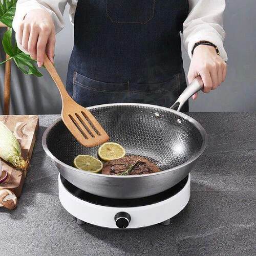 Stainless Steel Wok Vegetable Frying Everyday Pan Home