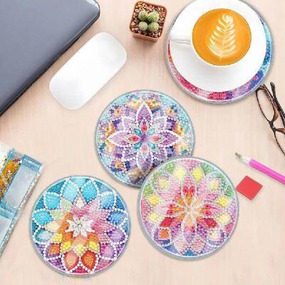 4Pcs Acrylic Special Shape River DIY Coaster Diamond Dot