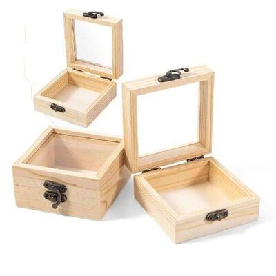 1/3pcs Wooden/Glass Gift Wrapping Wooden Box Natural Colour