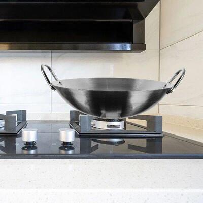 Stir Double Ear Wok Nonstick Pan Stailess Steel Silver