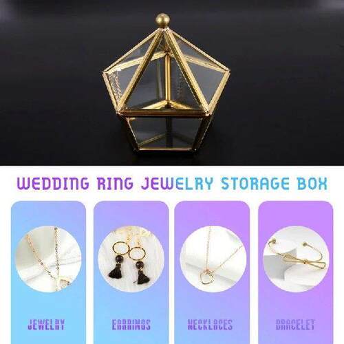 Glass Ring Box Wedding Jewelry Case Immortal Flower Glass