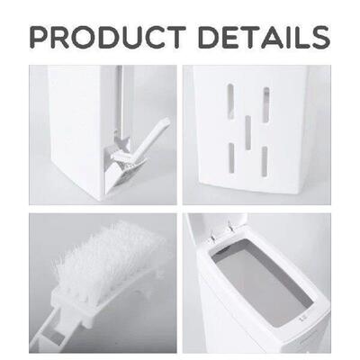 Bathroom Trash Can Plastic Wastebasket with Toilet Brush