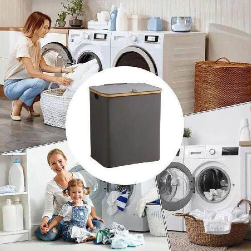 Laundry Basket with Lid Large Hamper Pull Handles Storage
