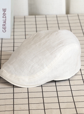 VISON新品复古鸭舌帽文艺前进贝雷帽休闲春夏亚麻帽子男女可调节