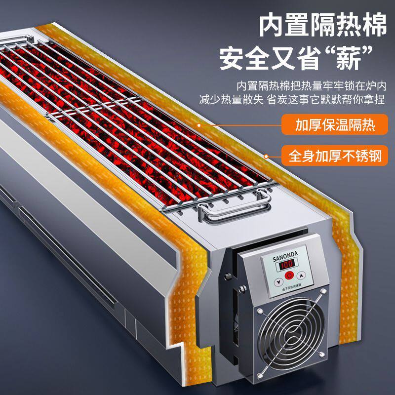 无烟环保加厚不锈钢烧烤炉商用户外木炭烤炉加宽碳烤摆摊大号烤箱