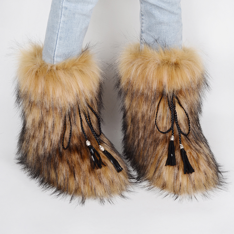 网红出片好看Y2K毛毛靴子外穿