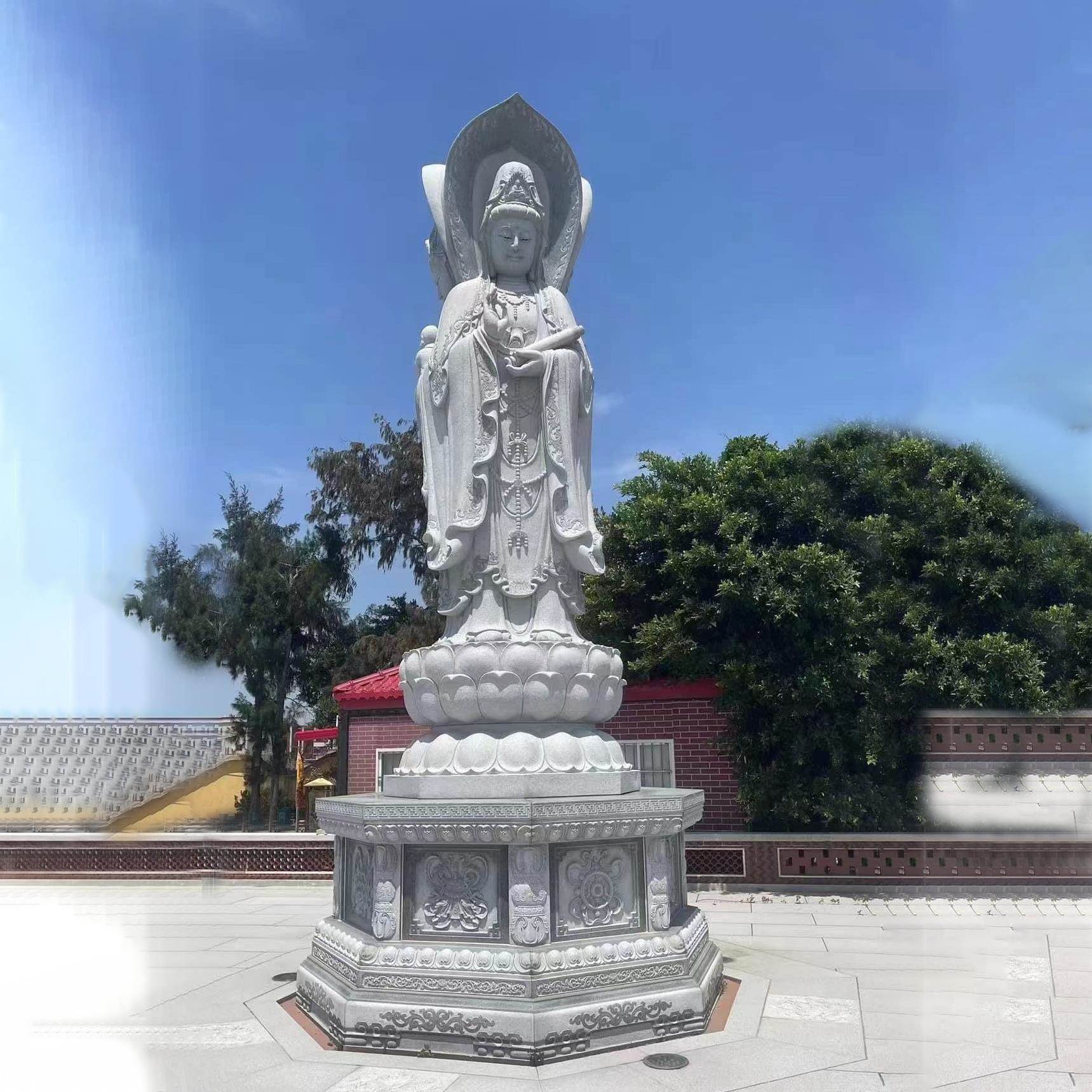 石雕观音像寺庙大型滴水观音菩萨雕像送子观音供奉摆件源头工厂