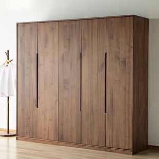 北美黑胡桃木衣柜现代简约全实木平对开门衣柜纯原木衣橱全屋定制