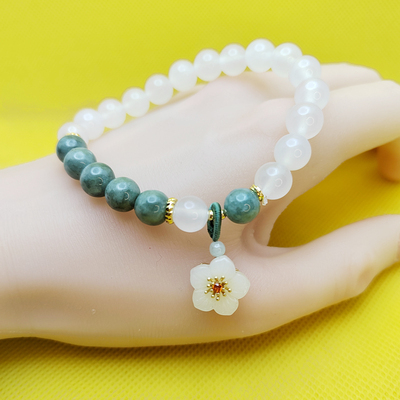 香积代请过香翡翠芙蓉花手串白玛瑙油绿翡翠玉手链梅花新中式佛珠