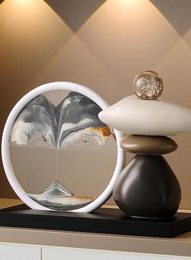 时来运转流沙画摆件轻奢高档客厅电视柜酒柜装饰品办公室摆设创意