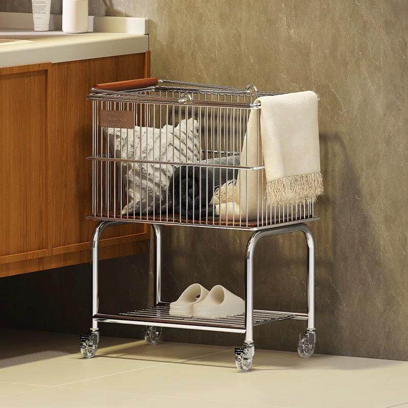 中古脏衣篮浴室双层衣服收纳篮卫生间移动洗衣篮脏衣篓推车置物架,收纳整理,脏衣篮,淘宝优惠券,粉丝福利购,淘宝优惠卷
