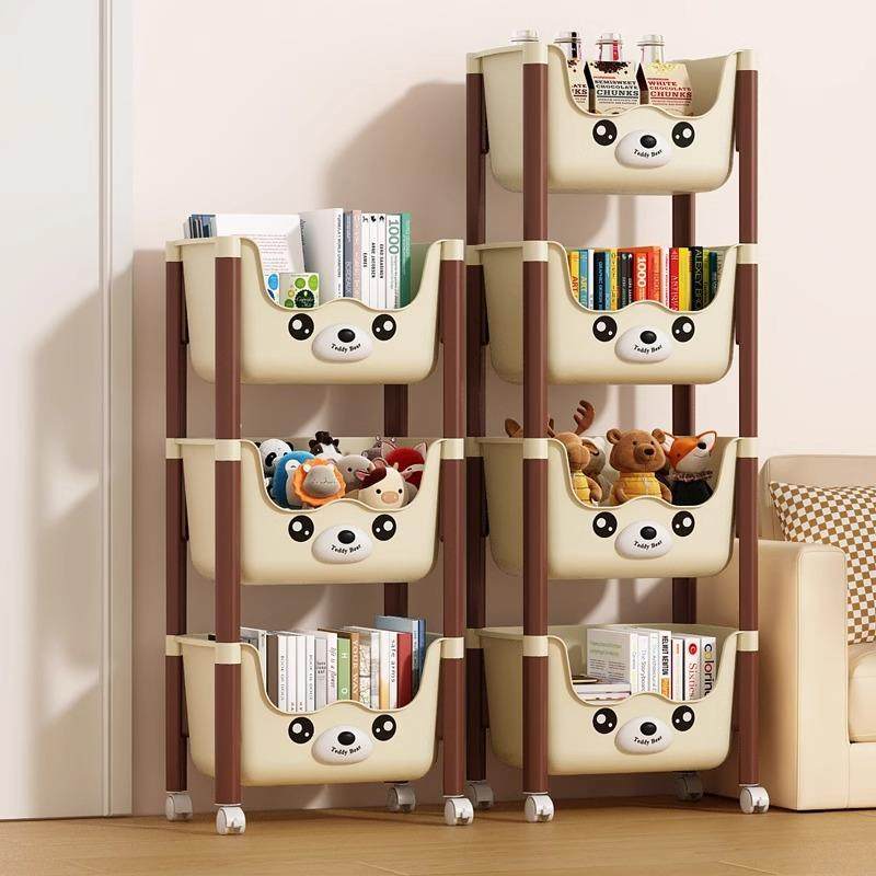小推车置物架落地多层家用客厅零食婴儿用品收纳架可移动儿童书架,收纳整理,书桌收纳置物架,淘宝优惠券,粉丝福利购,淘宝优惠卷