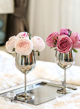 2025新款轻奢手感仿真玫瑰婚庆装饰套装高档批发假花保湿花卉摆件