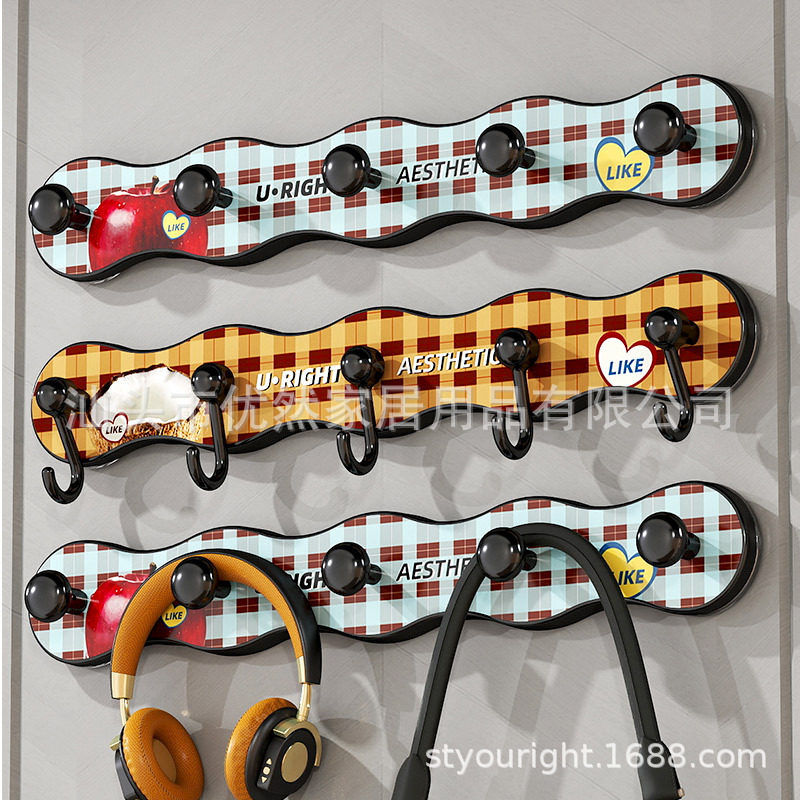 免打孔挂钩强力吸盘可爱承重一排门后墙上毛巾卫生间浴室联排粘钩图片