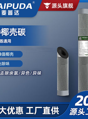 20寸压缩活性炭滤芯家用净水器厨房净水机平压CTO椰壳前置过滤