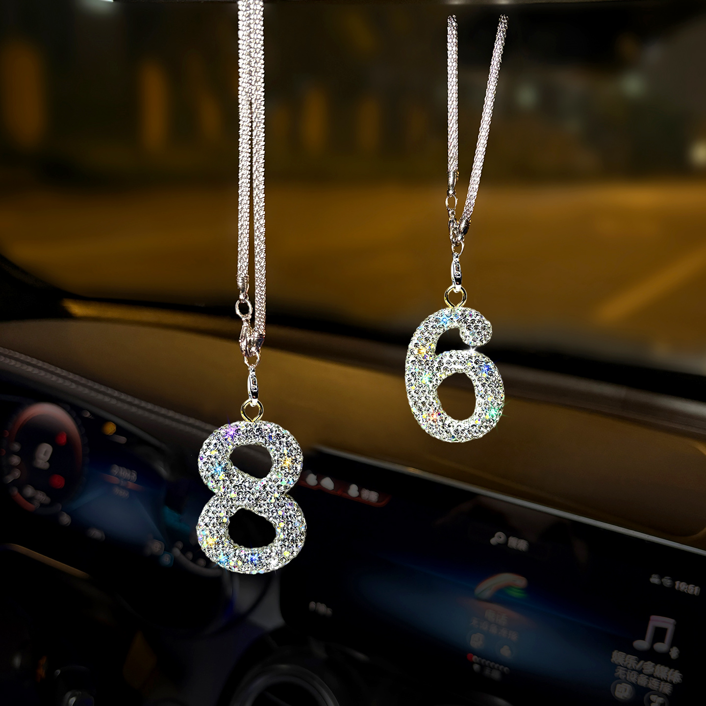 创意DIY水钻阿拉伯数字汽车挂件