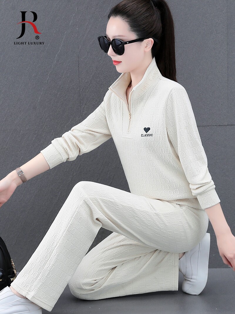 休闲运动服套装女士2025春秋新款时尚气质宽松显瘦韩版长裤两件套