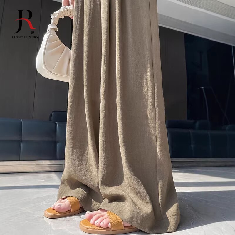 高端山本裤子女夏季薄款高腰垂感新款宽松亚麻休闲冰丝阔腿凉凉裤