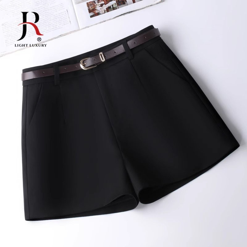 西装短裤女2025早春新款百搭A字裤高腰显瘦宽松休闲阔腿毛呢靴裤