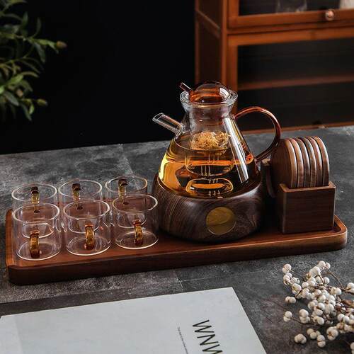 年轻人茶具水果茶壶套装下午茶具家用耐热玻璃花茶壶温茶炉蜡烛加