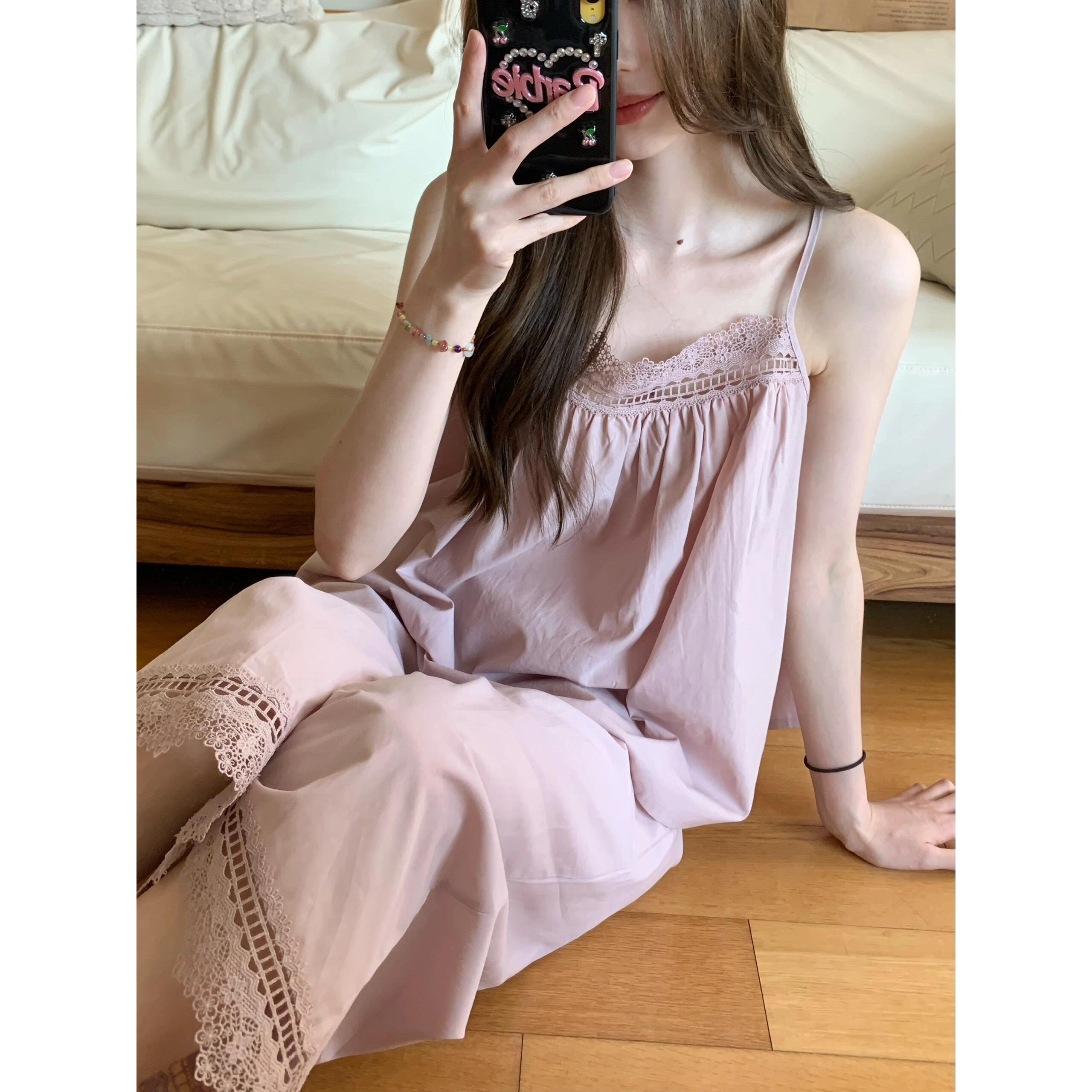 维多利亚纯棉吊带睡衣女款