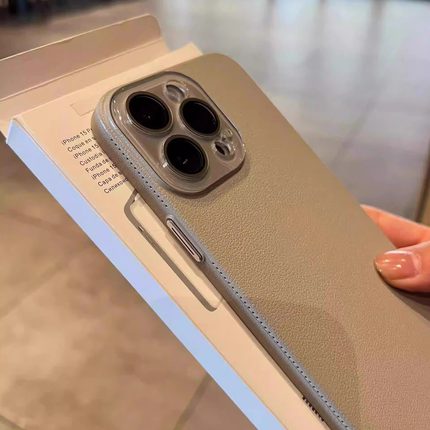适用苹果16promax手机壳iphone15高级感钛灰色荔枝纹14简约纯色13镜头膜12网红新款11情侣15/16pro手机套男女