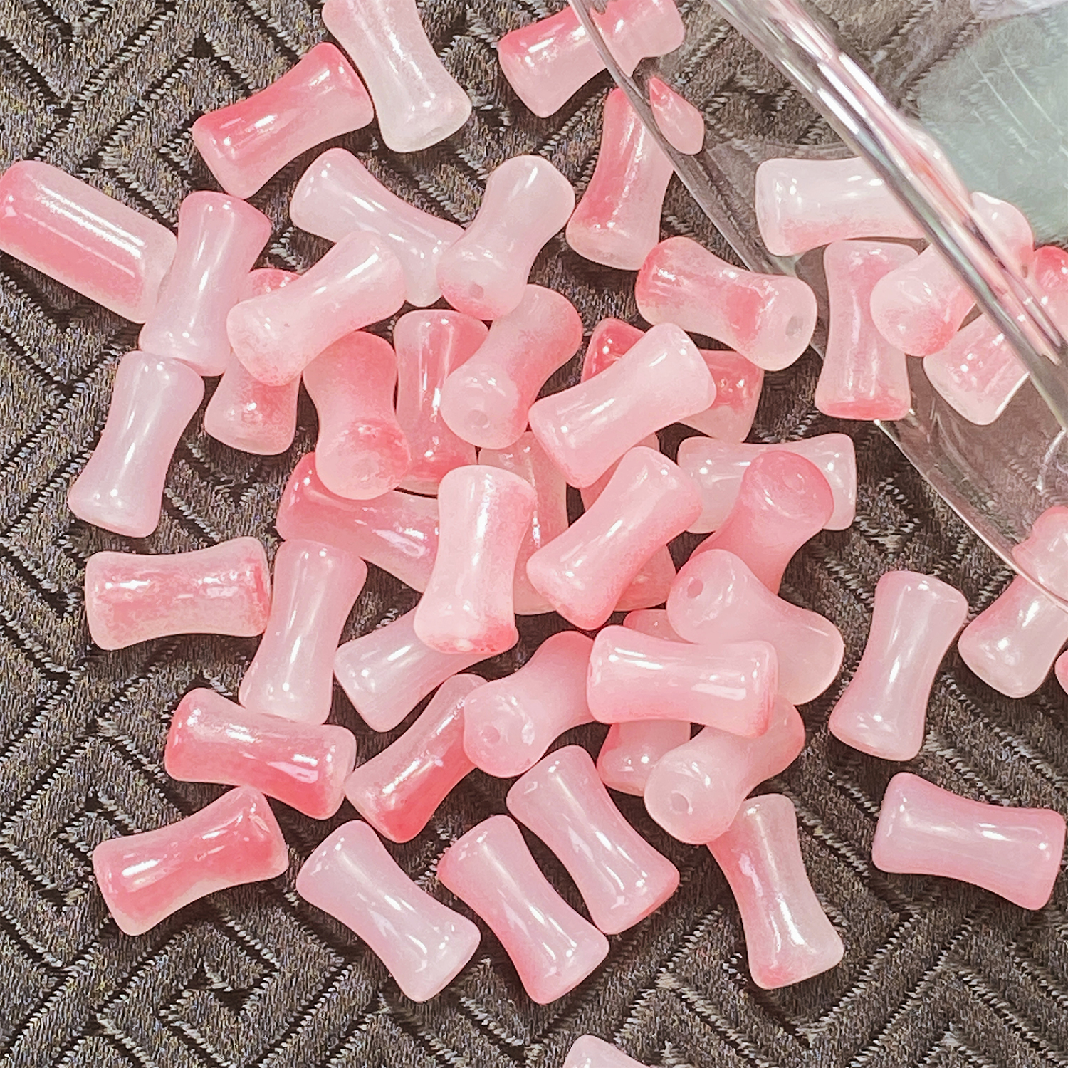 6X12mm玻璃渐变竹节仿玉石串珠