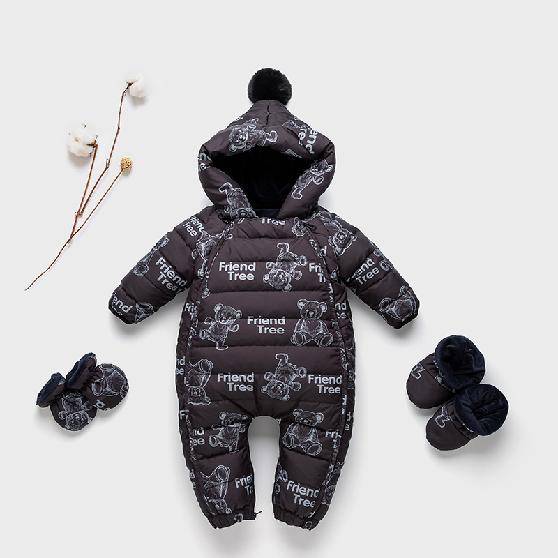 婴儿羽绒服连体衣加绒加厚外出服